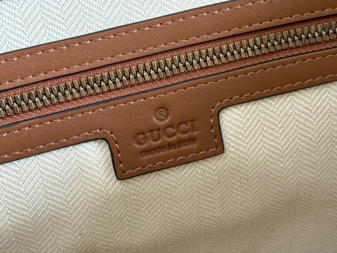 Gucci Emblem Crossbody Bag Brown Calfskin 248360