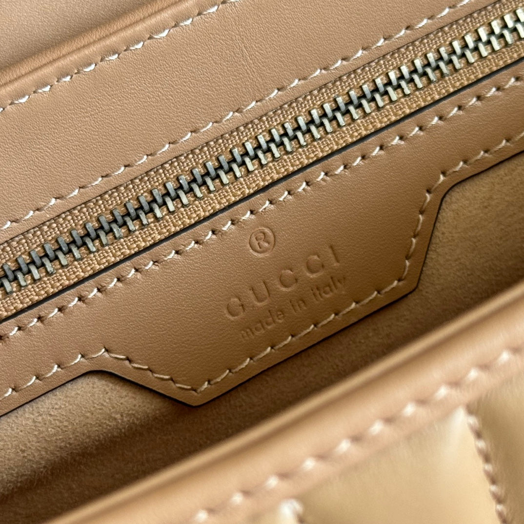 Gucci GG Marmont 26 Bag with Silver Hardware Beige Calfskin 248235
