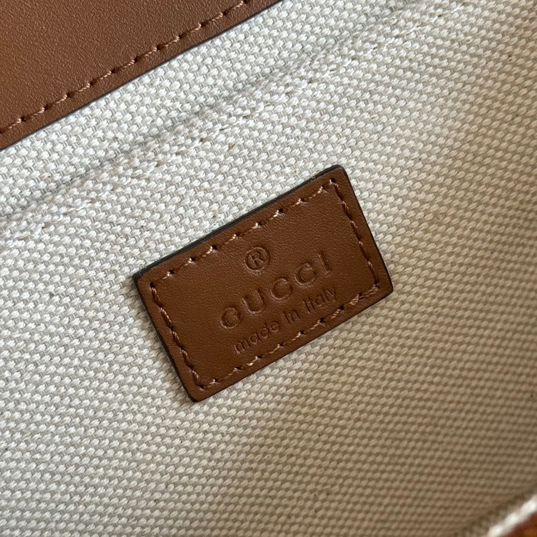 Gucci GO Small Shoulder Bag Brown mix Blue Leather Canvas 248117