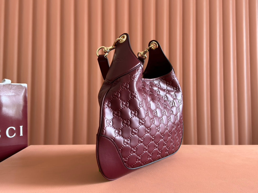 Gucci Body Double Lock Handbag Rosso Ancora Red Embossed Leather 248136