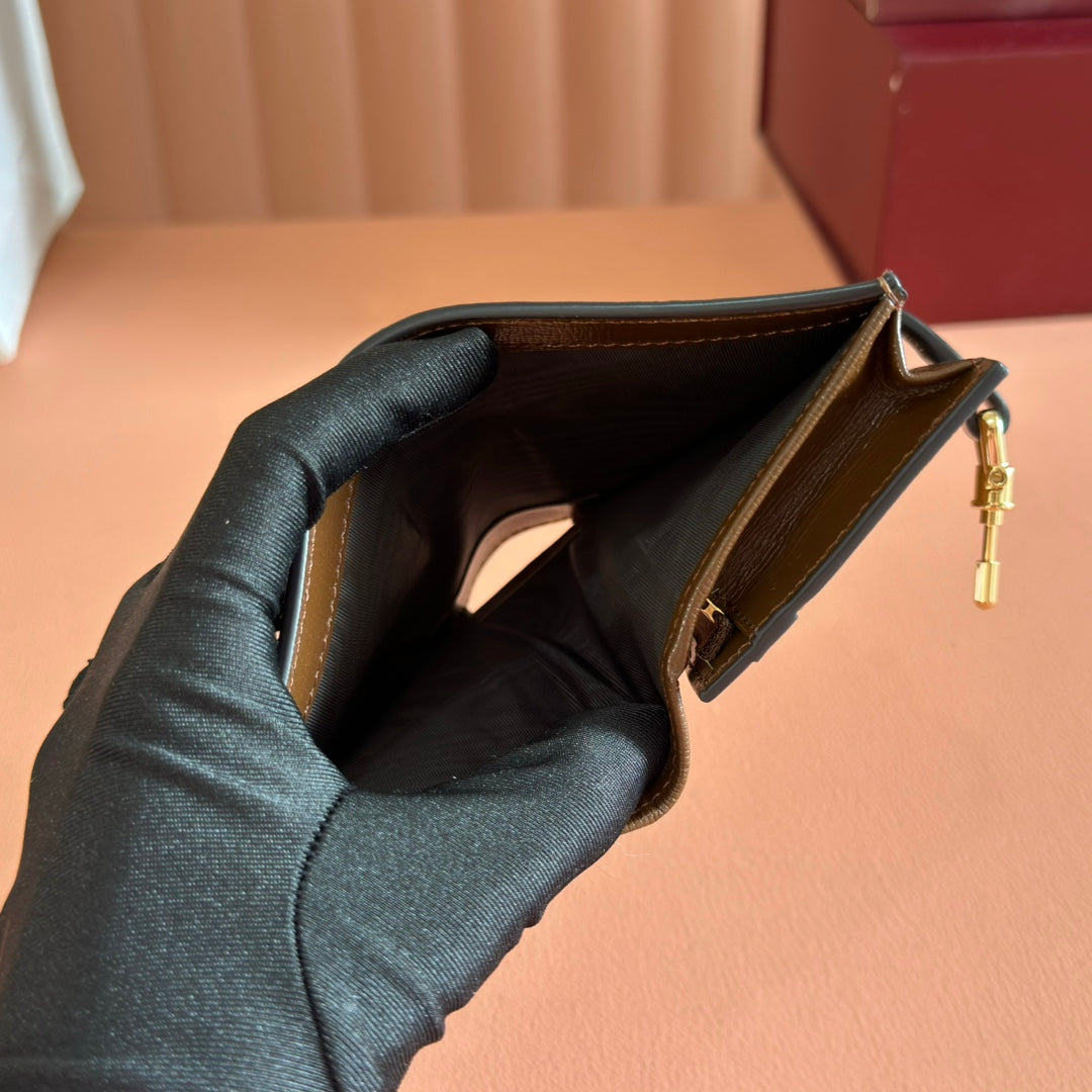 Gucci Jackie Wallet Ebony Brown Canvas Leather 255171