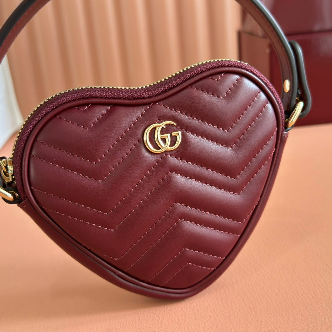 Gucci Marmont Heart Bag Rosso Ancora Red Calfskin 255058