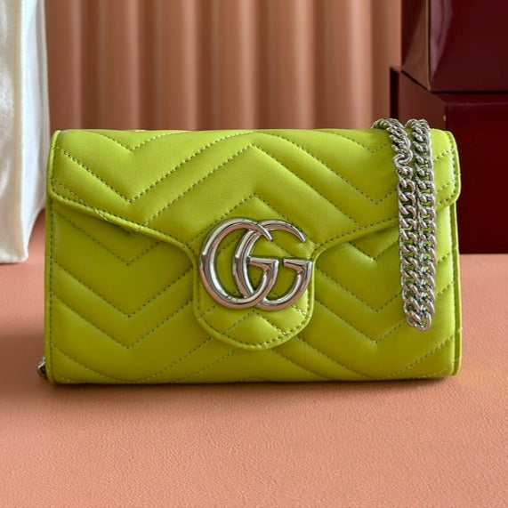 Gucci Marmont Chain Wallet Green Cowhide 254974