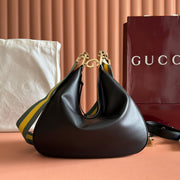 GG 2025 Attache Shoulder Bag Black Calfskin Canvas 273666