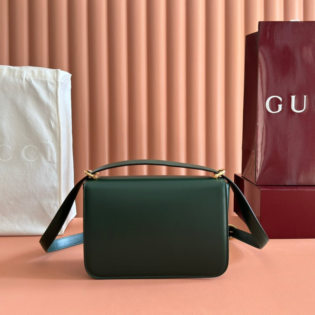 Gucci Siena Small Shoulder Bag Dark Green Leather 272118