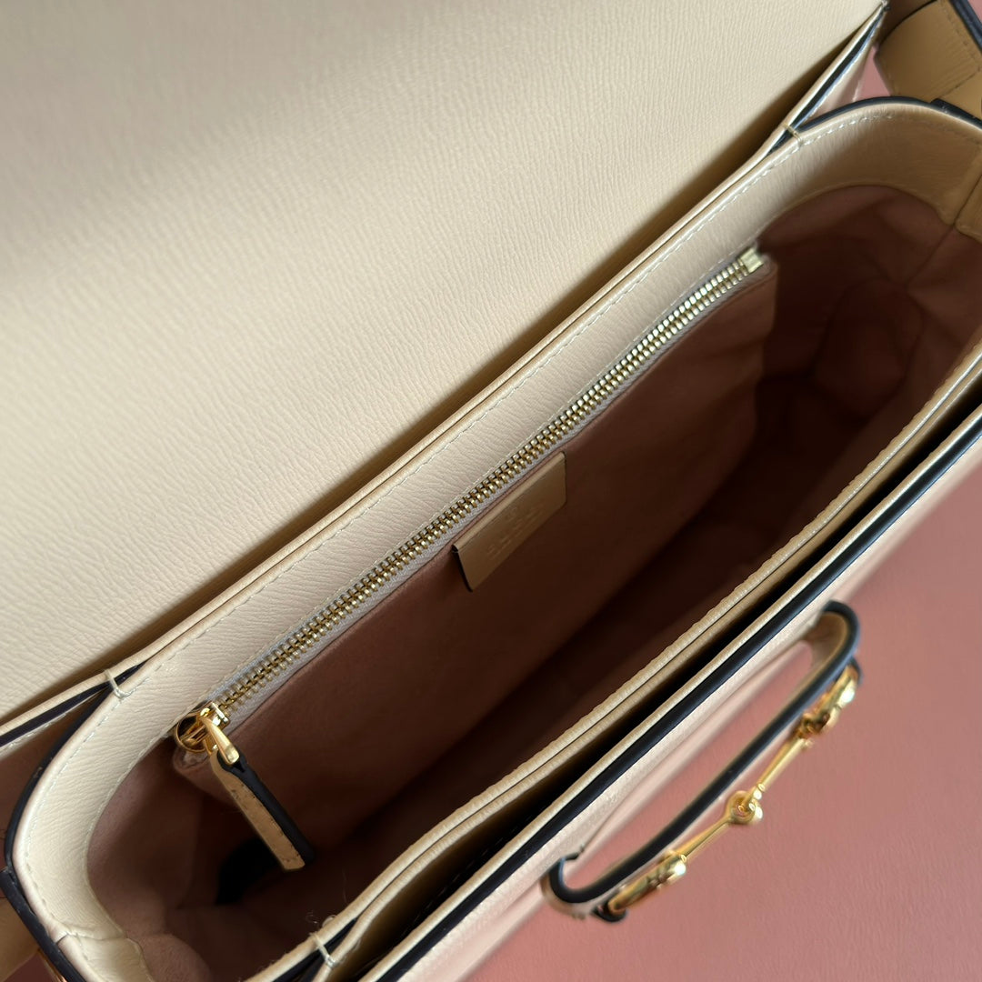 GG 2025 Horsebit Bag 25cm Beige Calfskin 273711