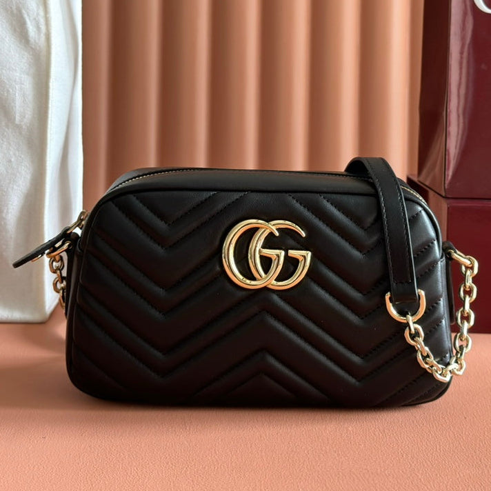 GG 2025 Mamont Bag 24cm Black Gold Lambskin 273724