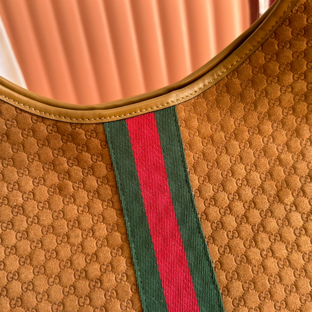 GG 2025 Giglio Large Tote Bag 60cm Brown Red Suede Canvas 273277