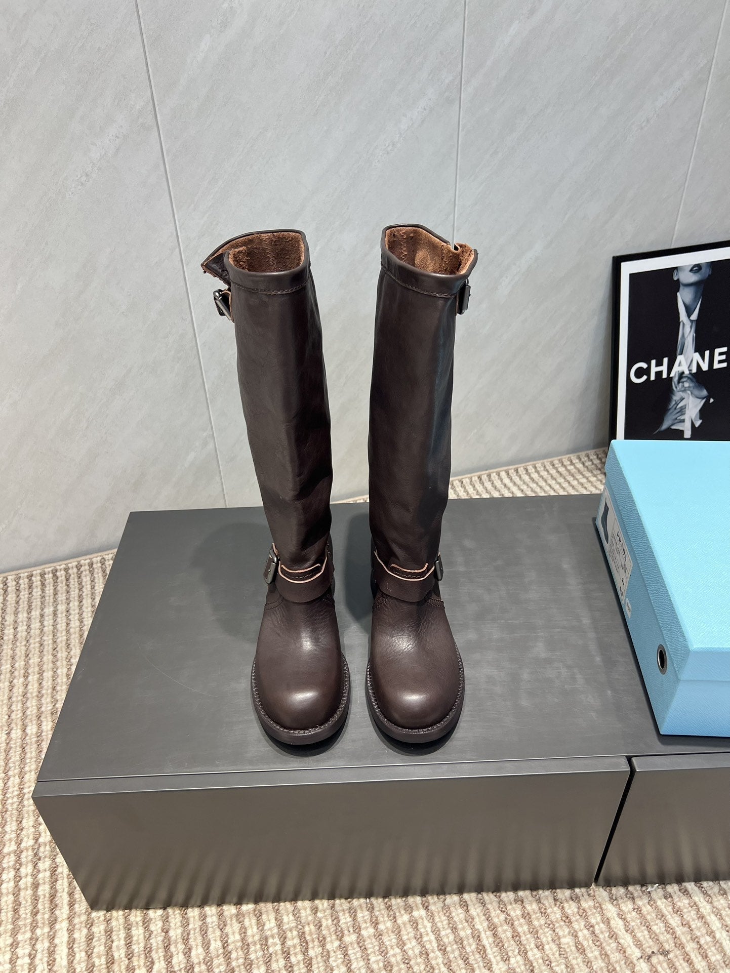 Prada 25 Boot 30mm Black Chocolate Cowhide 501664