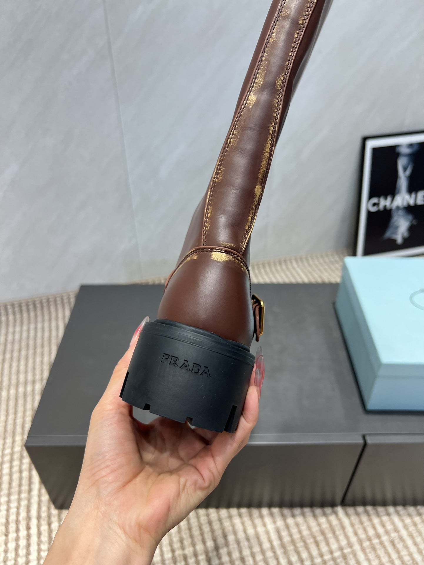 Prada 25 Boot Brown Cowhide 501666