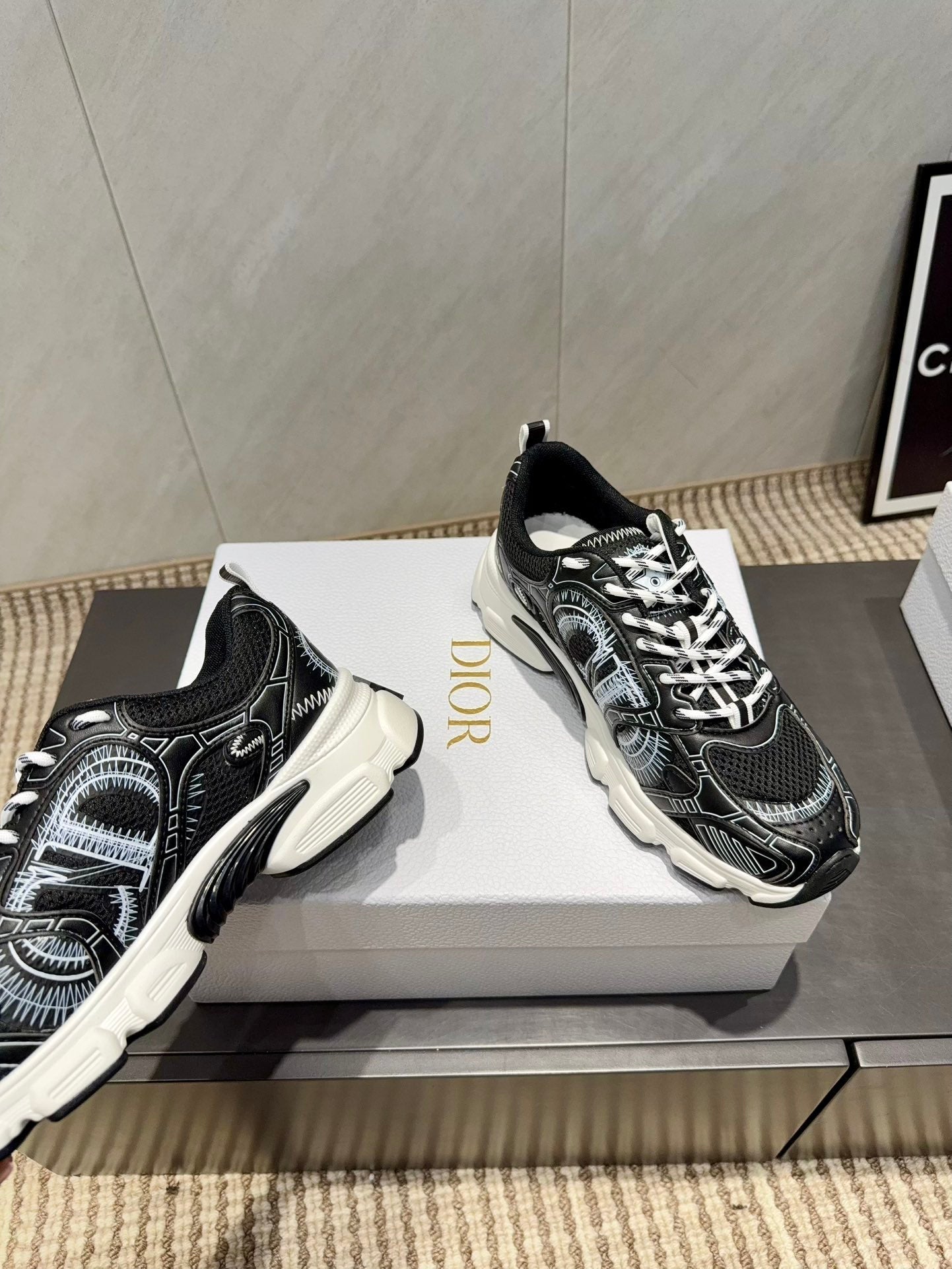 CD platform casual sneaker black white suede mesh 539674