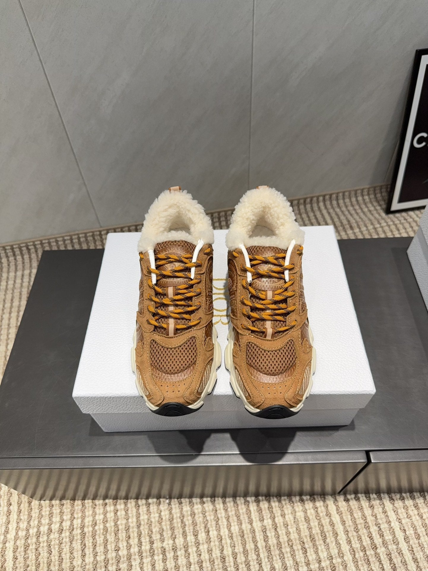 CD platform casual sneaker brown wool suede mesh 539677