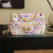 CC 2025 Flap Bag White Mix Colors Sequin 308604