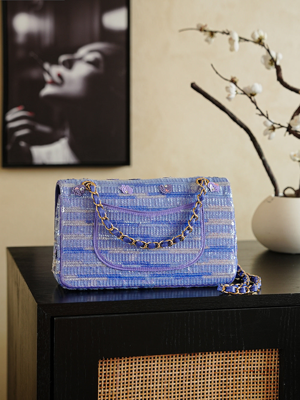 Chanel 2026 Bag 25.5cm Violet Sequin Leather