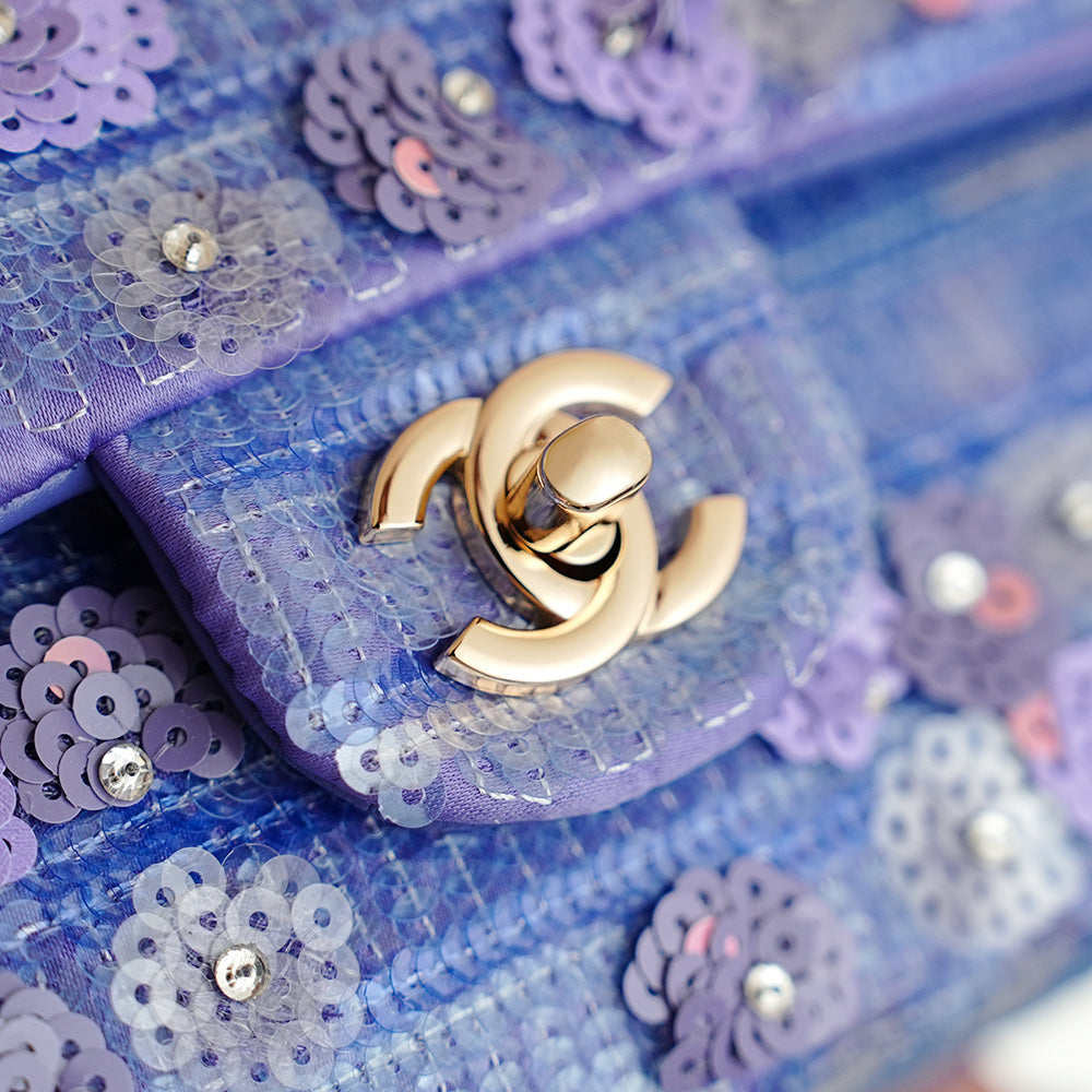 Chanel 2026 Bag 25.5cm Violet Sequin Leather