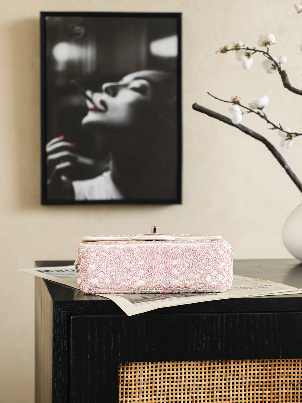 Chanel 2026 Camellia Bag 20cm Woven Leather