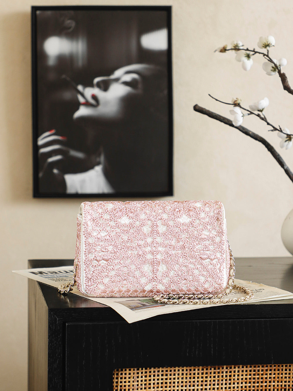 Chanel 2026 Camellia Bag 20cm Woven Leather