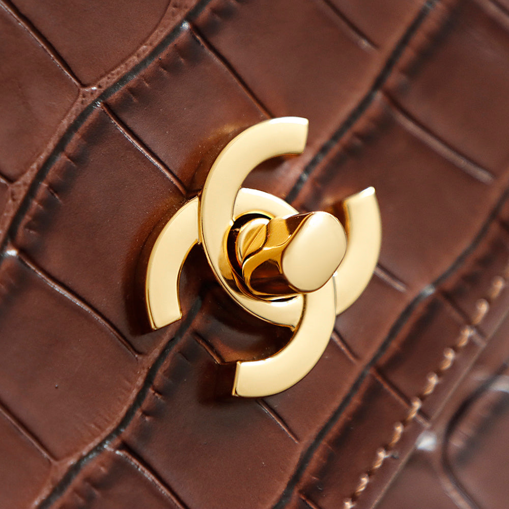Chanel 2026 Bag 38cm Brown Crocodile-embossed Leather