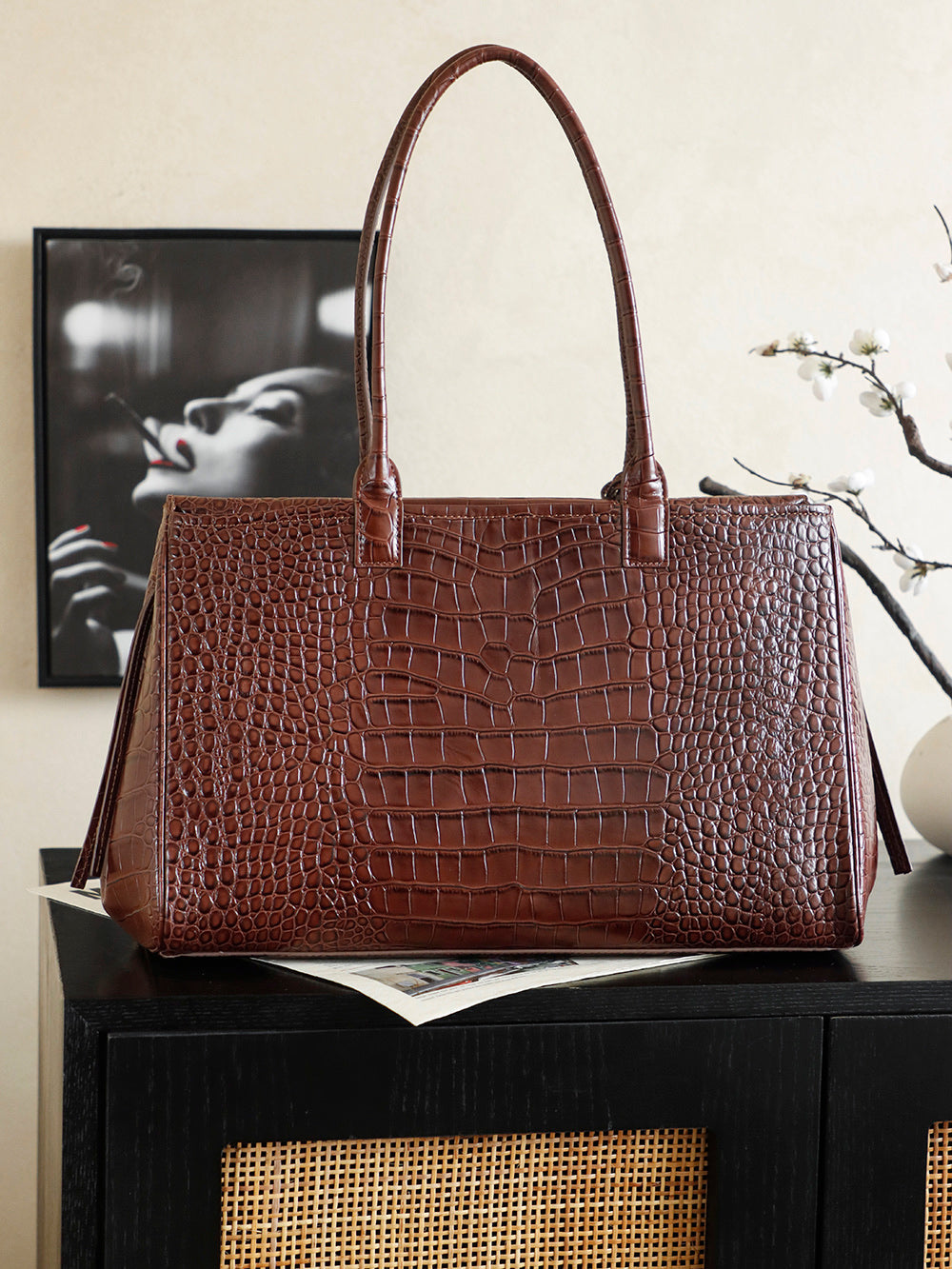 Chanel 2026 Bag 38cm Brown Crocodile-embossed Leather