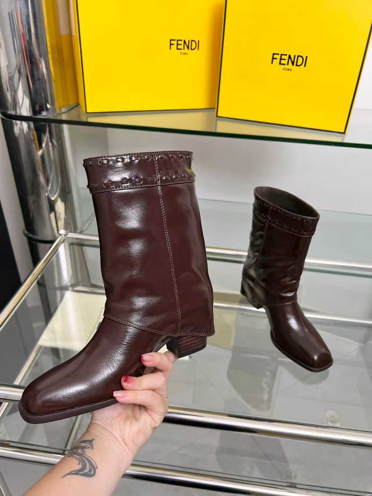 FENDI low boots  burgundy calfskin 521235