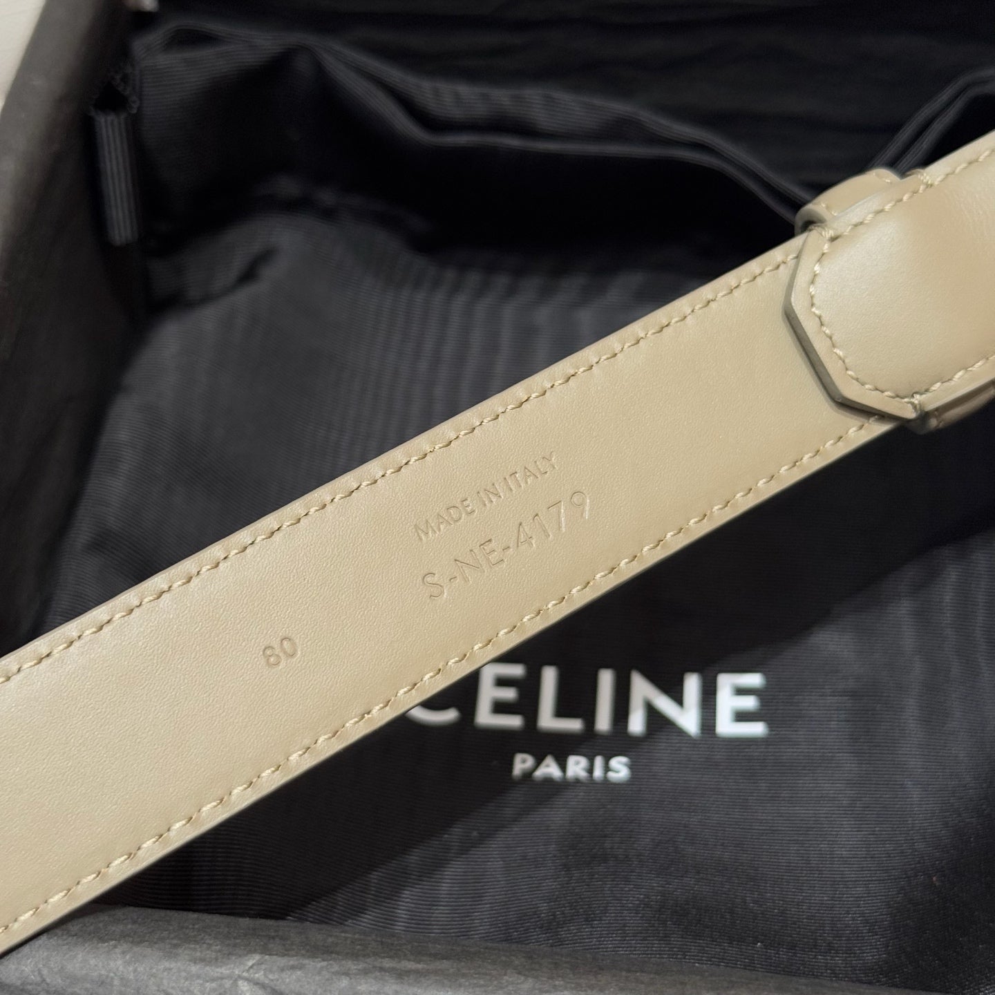 CEL Triomphe Belt 25mm Etoupe Gold Calfskin 187493