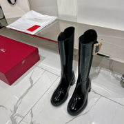 Viv Diamond High Boots Black Cowhide Patent Leather 365205