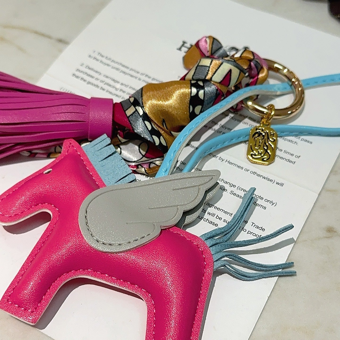 HM Pink Lambskin Rodeo Pegase PM Charm
