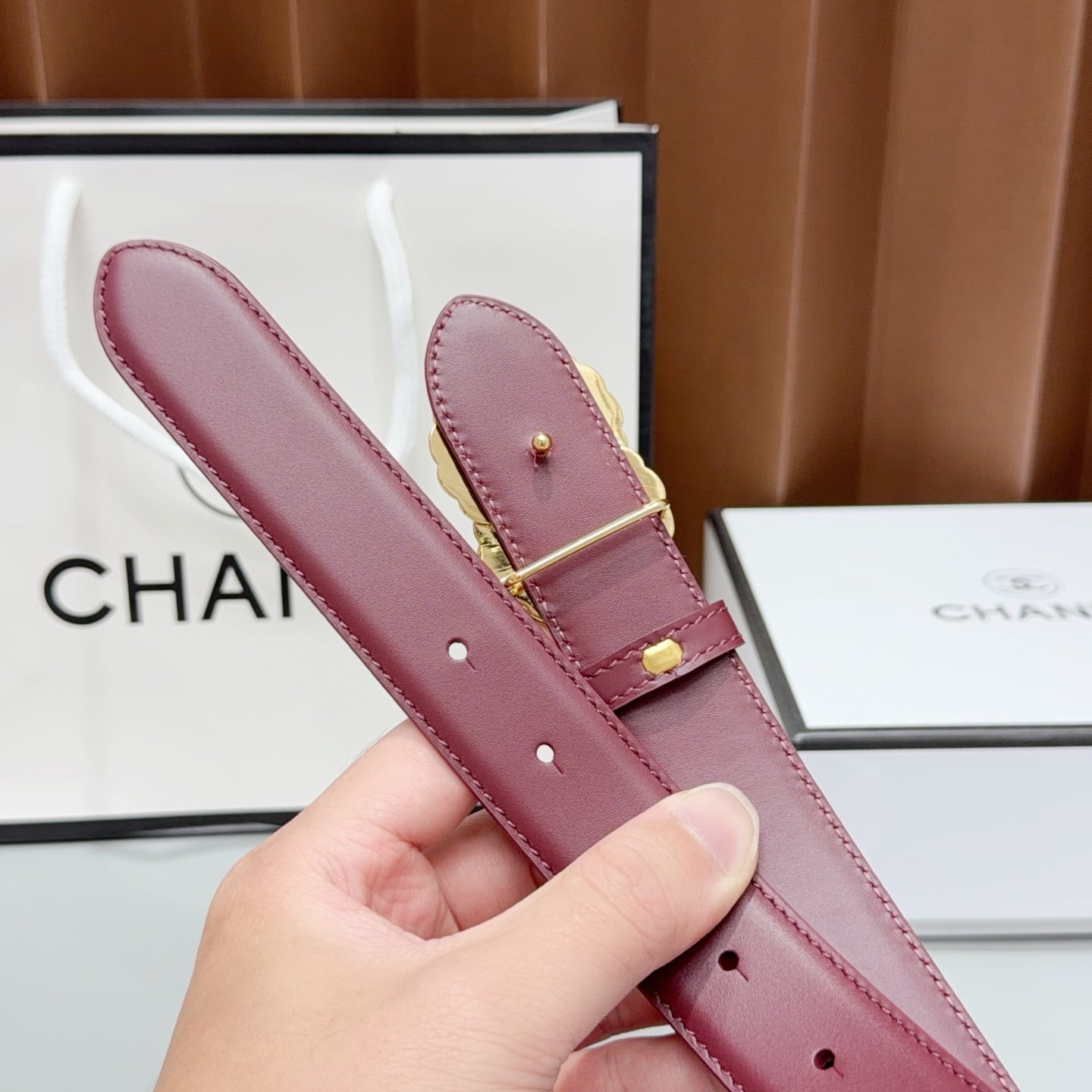 Chanel 2026 Double CC Crystal Buckle Belt 30mm Cowhide
