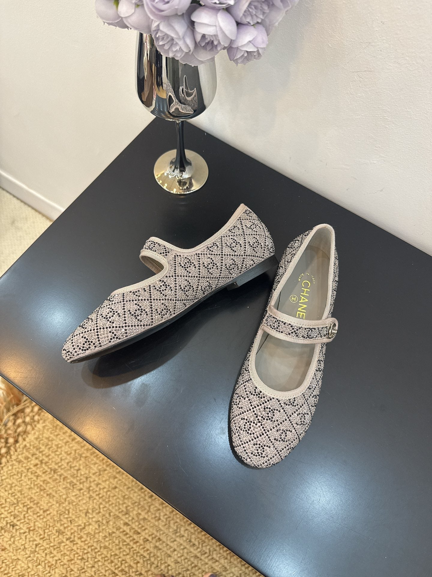 CC 25 Ballet Flats Grey Calfskin 331660
