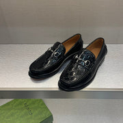 GG Men's Horsebit Loafer Black Embossed Patent Leather 542449