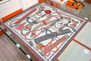HM 26s Knitting Scarf 90 White Red Colorful Mulberry Silk 148054