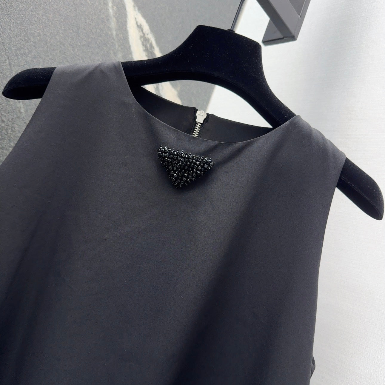 Prada 2025 Sleeveless Dress A-line Babydoll Black Polyester