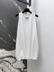 Prada 2025 Sleeveless Dress A-line Babydoll White Polyester