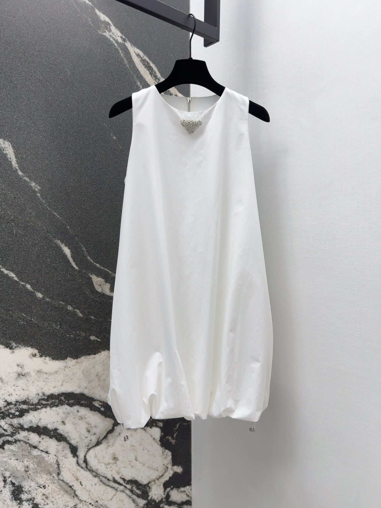 Prada 2025 Sleeveless Dress A-line Babydoll White Polyester