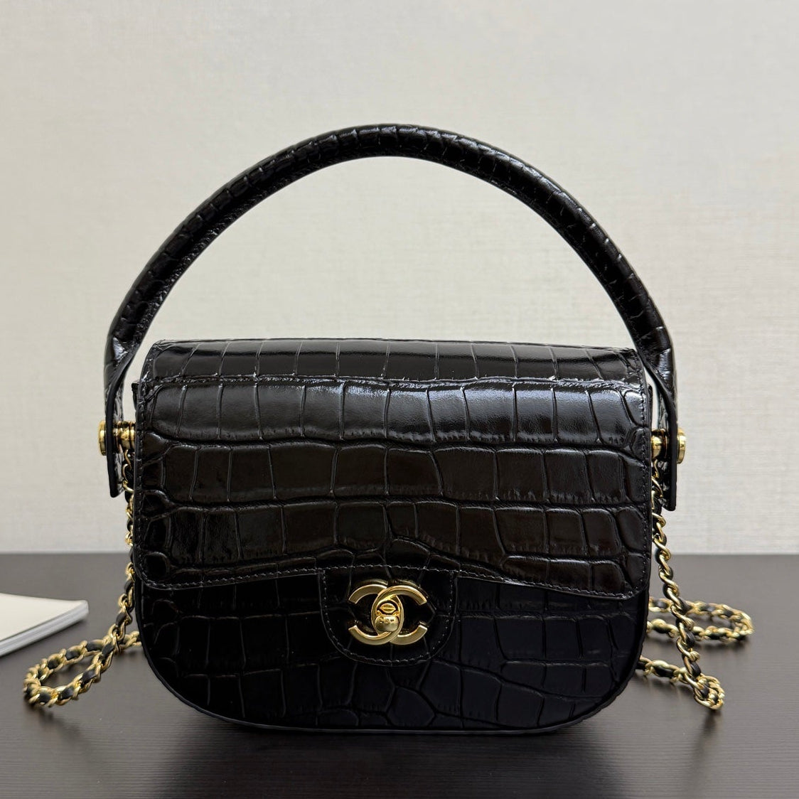 Chanel 2026 Crocodile Embossed Flap Bag 19.5cm Calfskin