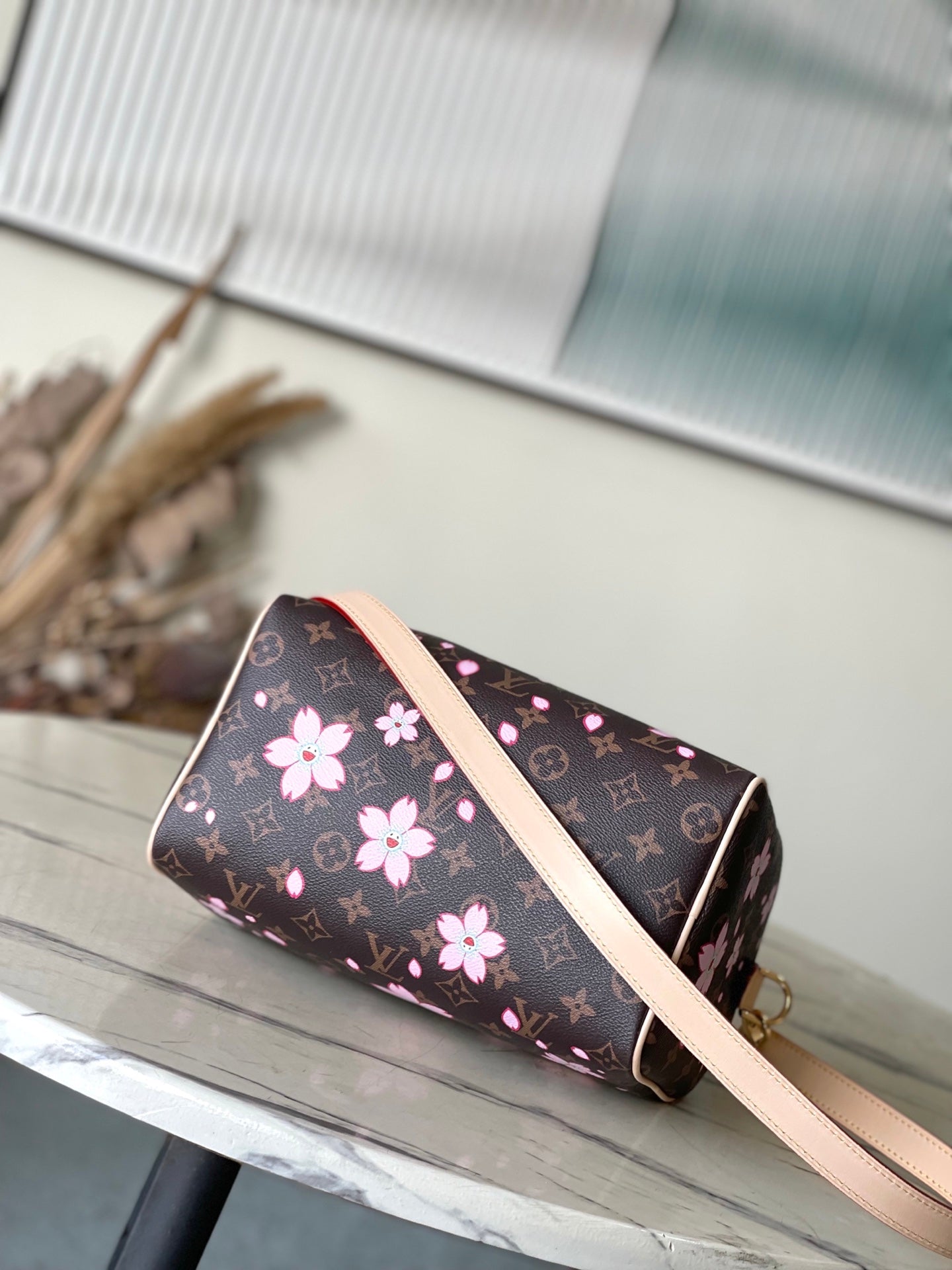 LV x TM Speedy Bandouliere 25cm Sakura Brown Cherry Blossom Monogram Canvas
