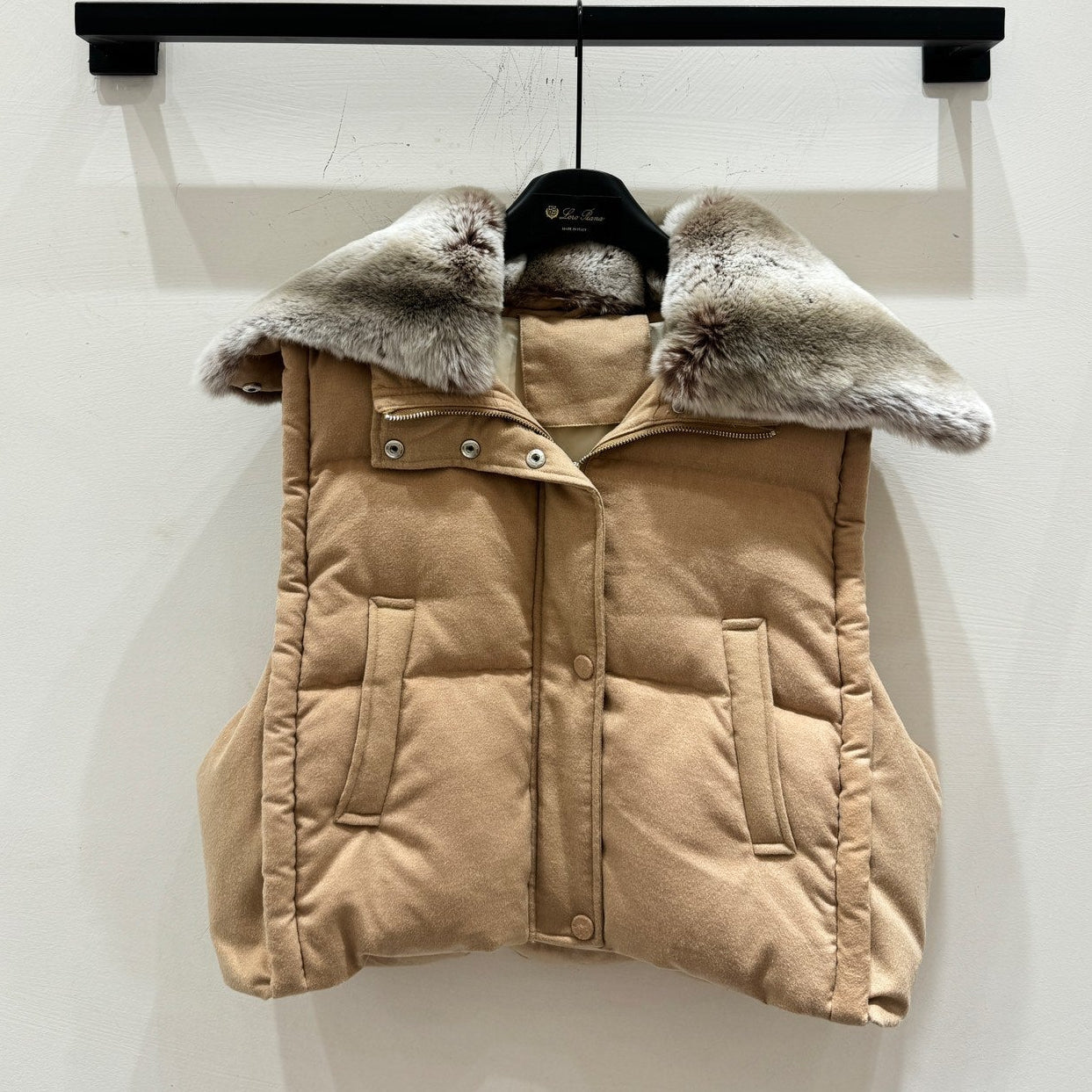 LP 25 Vest Light Brown Gray Fur Cashmere Wool 310255