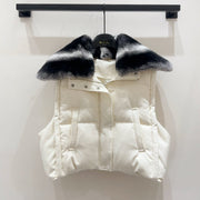 LP 25 Vest White Black  Fur Cashmere Wool 310254