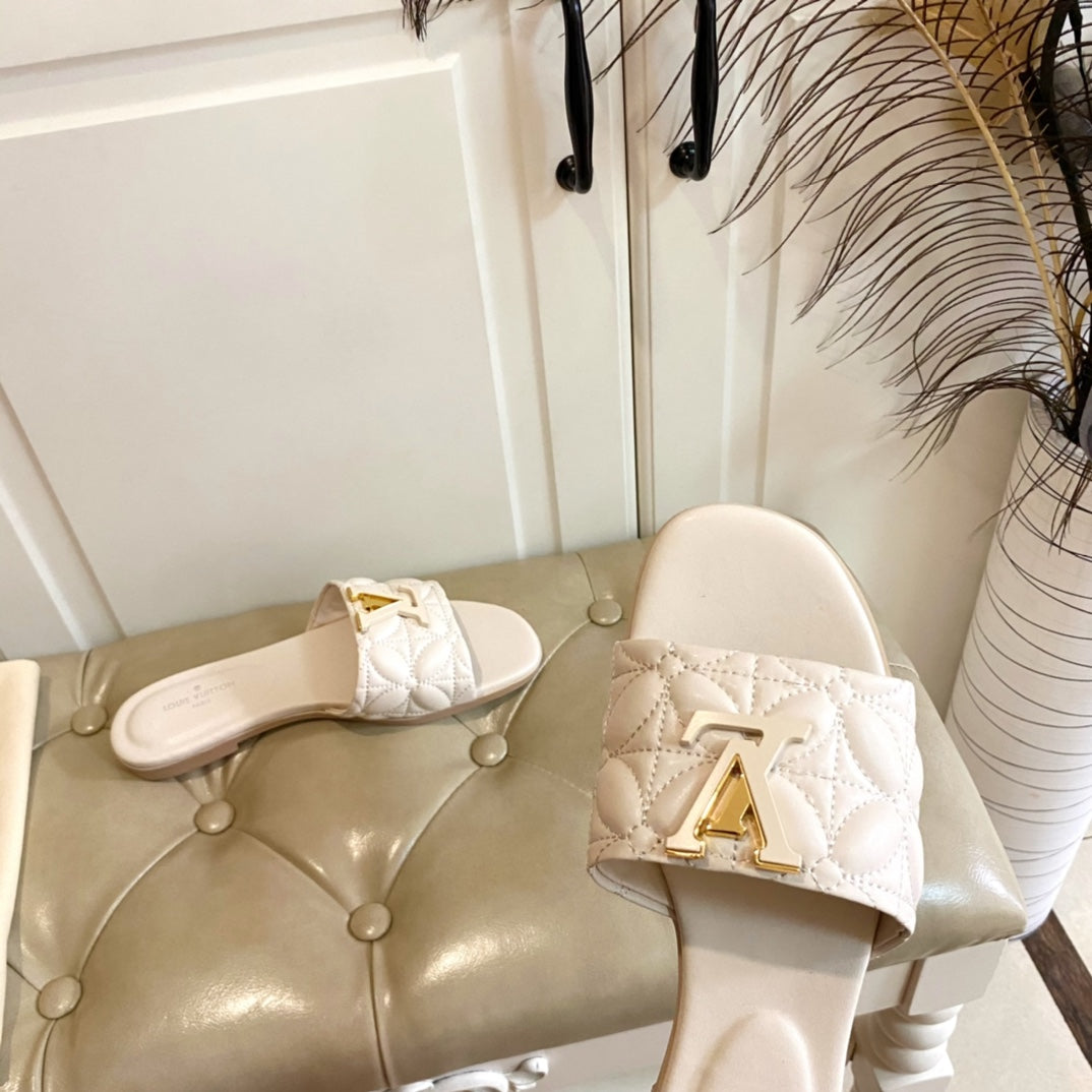 LV Neo Revival Flat Mule White Ivory Lambskin