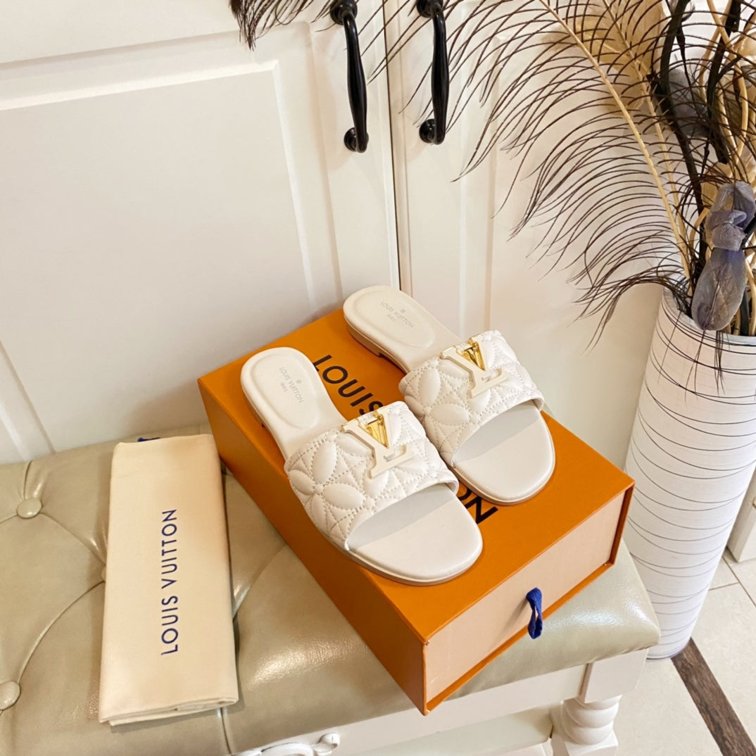 LV Neo Revival Flat Mule White Ivory Lambskin