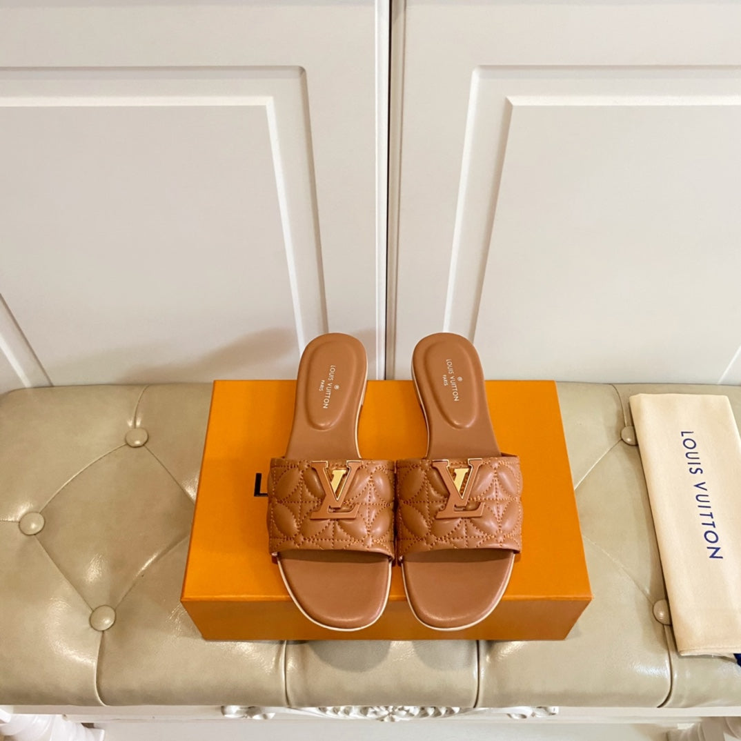 LV Neo Revival Flat Mule Brown Yellow Lambskin