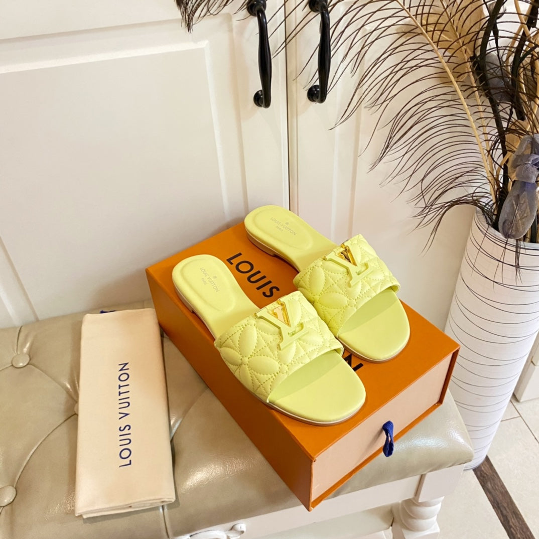LV Neo Revival Flat Mule Lemon Yellow Lambskin
