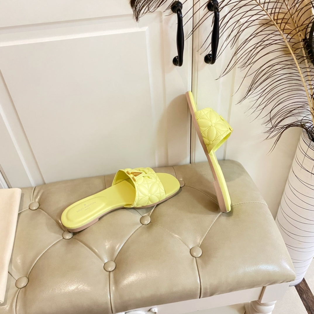 LV Neo Revival Flat Mule Lemon Yellow Lambskin