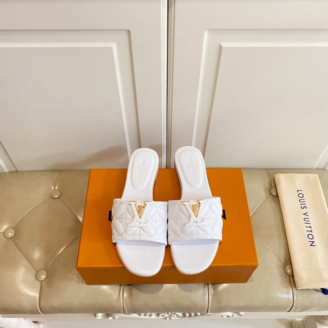 LV Neo Revival Flat Mule White Lambskin