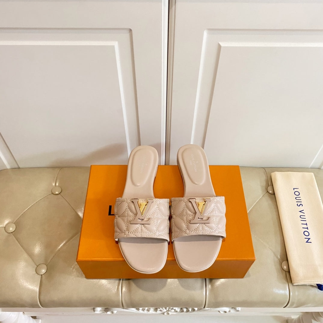 LV Neo Revival Flat Mule Beige Lambskin