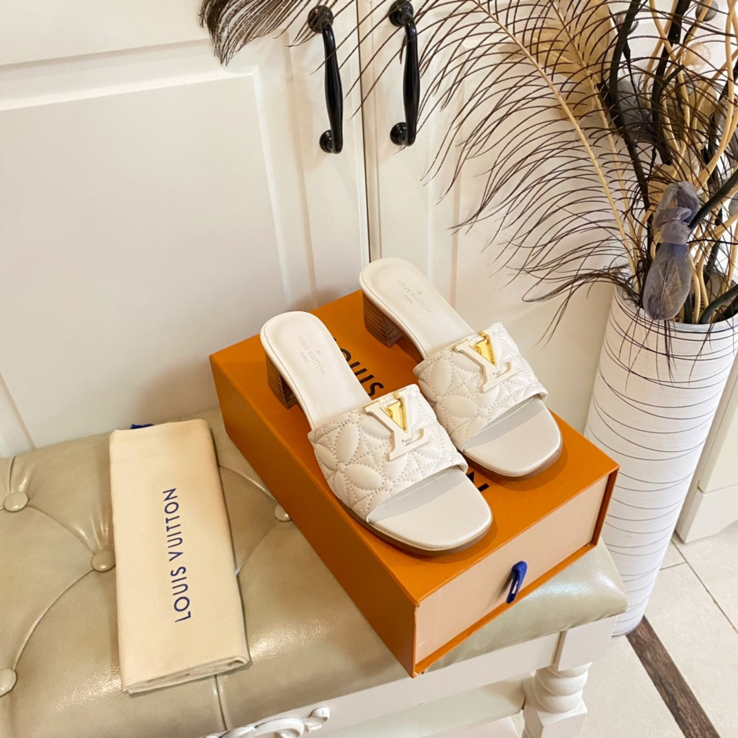 LV Neo Revival Mule 55mm White Ivory Lambskin