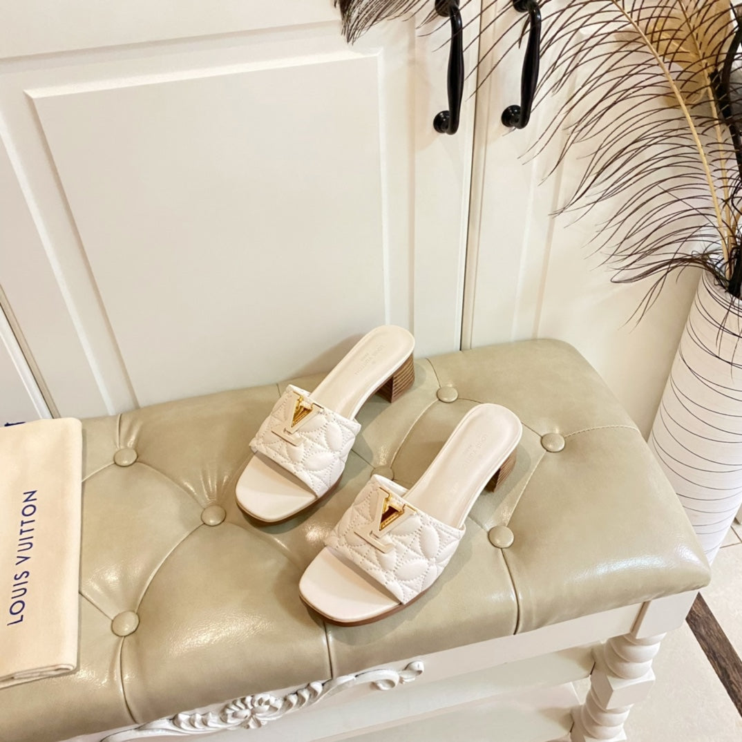 LV Neo Revival Mule 55mm White Ivory Lambskin