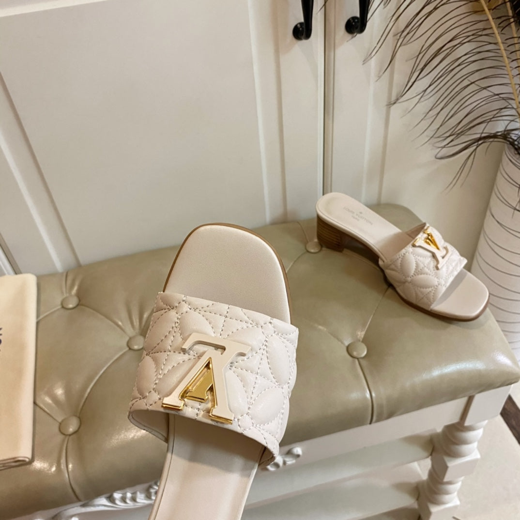 LV Neo Revival Mule 55mm White Ivory Lambskin