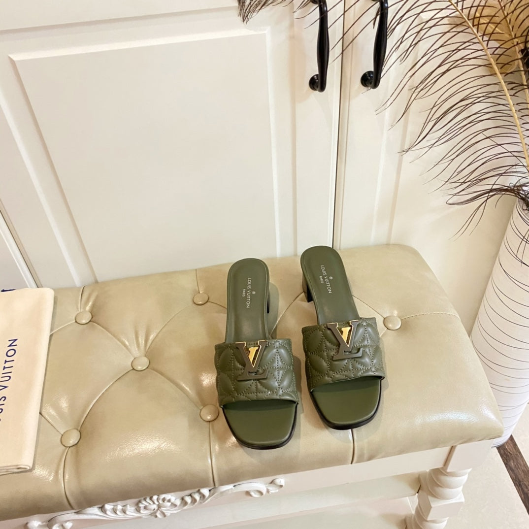 LV Neo Revival Mule 55mm Khaki Green Lambskin