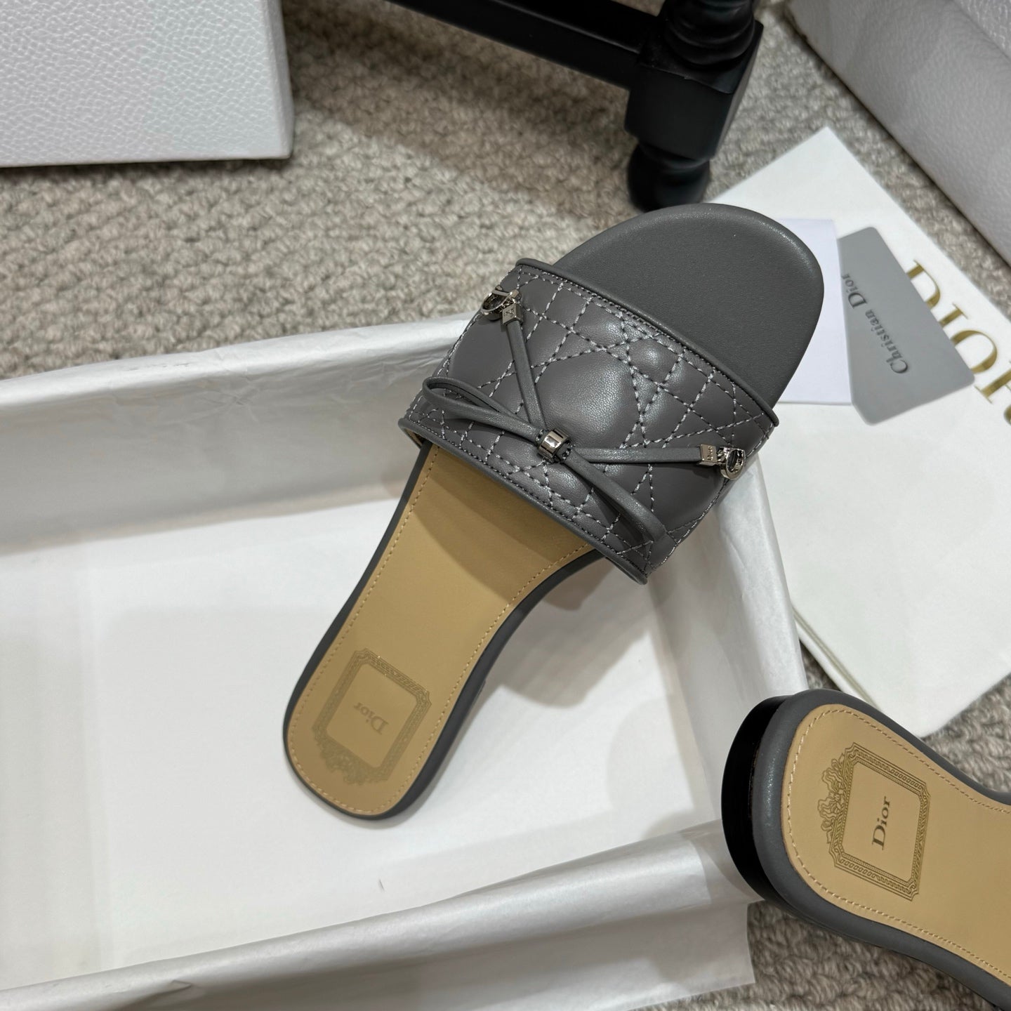 Dior 2026 Cannage Heeled Slide Sandal Sheepskin 932161